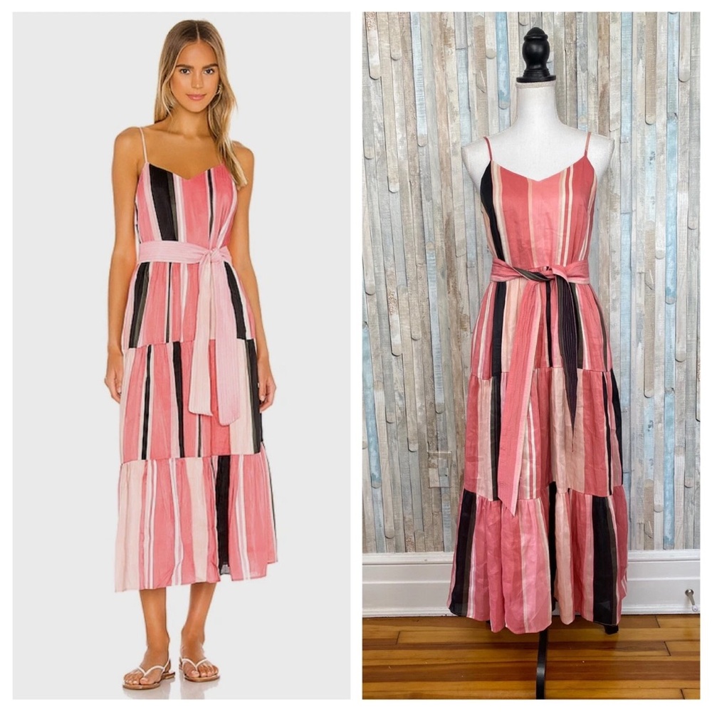 APiece Apart linen and silk striped dress. Tie at the waist. Knee-length. S
